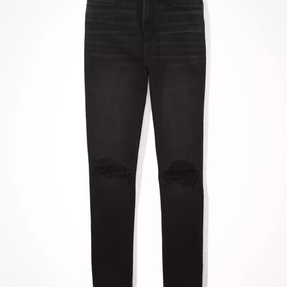 Black American Eagle high waist mom distressed boot cut jeans - Picture 6 of 12